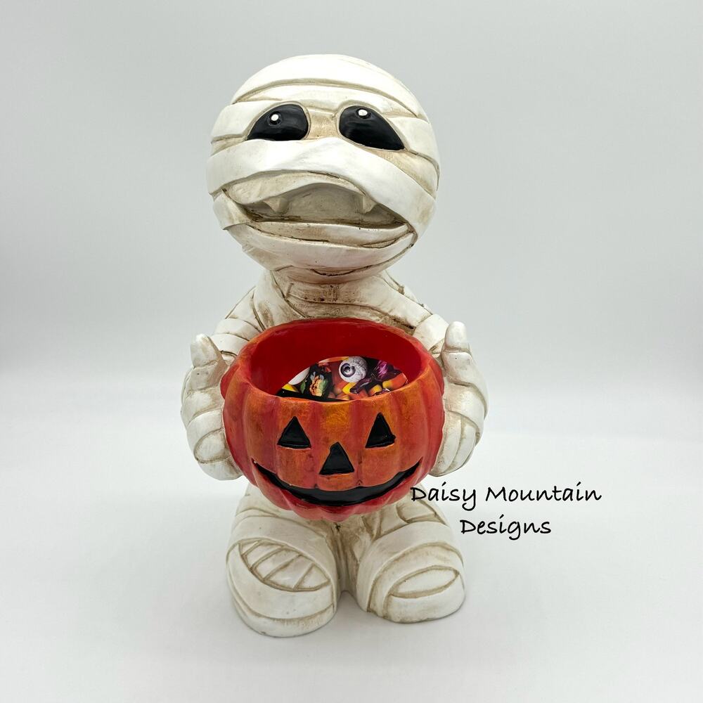 Marvin the Mummy Halloween Candy Bowl Door Greeter Statue Toil & Trouble 16” New